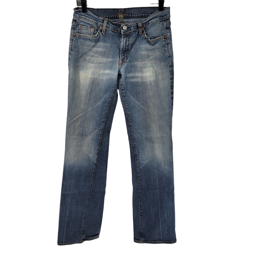 7 For All Mankind Bootcut Jeans Womens 30‎ Blue U075021UA Faded Distressed Hem